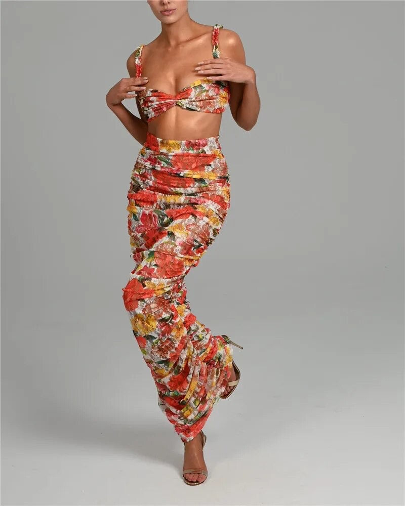 “Maui” Floral Lace Skirt Set